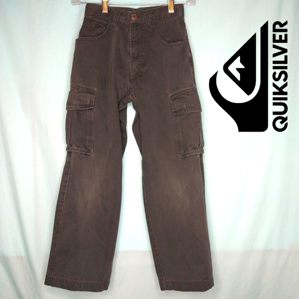 Quiksilver cotton cargo pants 23 dark army green back-to-school clothes